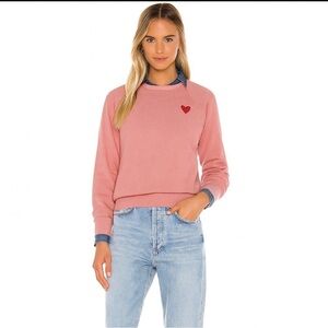 Kerri Rosenthal Sweater Crewneck Cotton Red Heart in Pink